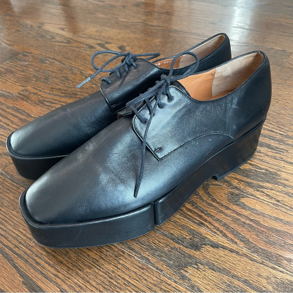 Cleregie Black Leather Split Sole Platform Loafers - image 4